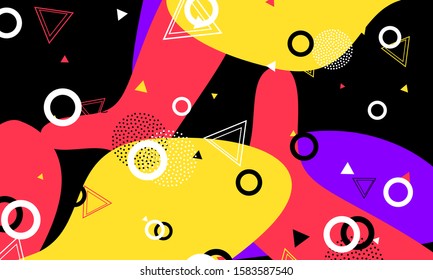 Liquid Texture. Black Line Decor. Child Design. Coral Bright Ornament. Minimal Template. Violet Print. Childish Pattern. Ink Fluid Background.