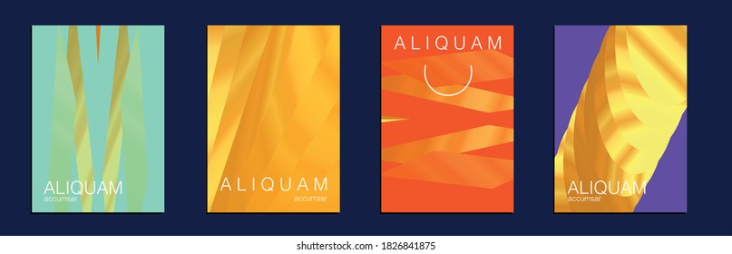 Liquid Texture for Foil Label. Vintage Cosmic Design. Fluid Minimal Cover. Metallic Gold Yellow Set of Vector Backgrounds for Business Flyers. 1990 Paper Gradient Backdrop. Luxury Abstract Brochure.