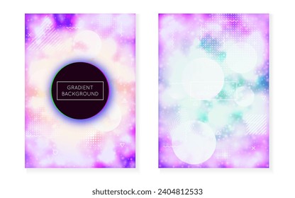 Flüssige Textur. Weltraumfuturistische Zusammensetzung. Technisches Layout. Hologramm-Präsentation. Trendflug. Lebhafte Punkte. Regenbogenhintergrund. Violet-runder Muster. Blauer Flüssig-Textur