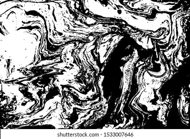 Liquid texture. Watercolor hand drawn marbling illustration. Abstract vector background. Monochrome marble pattern.Black and white.