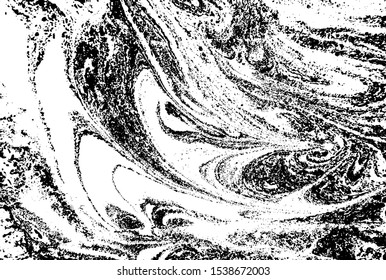 Liquid texture. Watercolor hand drawn marbling illustration. Abstract vector background. Monochrome marble pattern.Black and white.