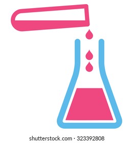 Liquid Transfusion vector icon. Style is bicolor flat symbol, pink and blue colors, rounded angles, white background.