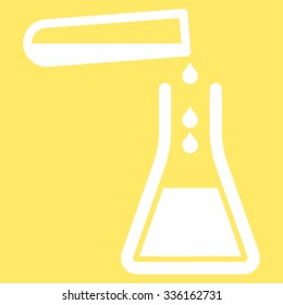 Liquid Transfusion vector icon. Style is flat symbol, white color, rounded angles, yellow background.