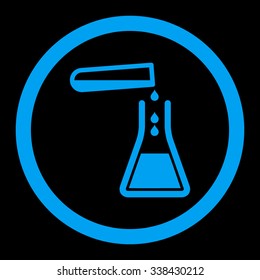 Liquid Transfusion vector icon. Style is flat rounded symbol, blue color, rounded angles, black background.
