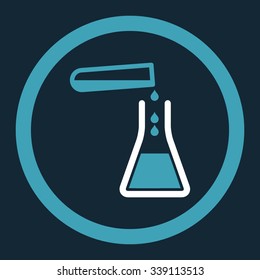 Liquid Transfusion vector icon. Style is bicolor flat rounded symbol, blue and white colors, rounded angles, dark blue background.