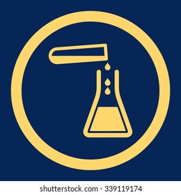 Liquid Transfusion vector icon. Style is flat rounded symbol, yellow color, rounded angles, blue background.