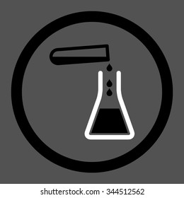 Liquid Transfusion vector icon. Style is bicolor flat rounded symbol, black and white colors, rounded angles, gray background.
