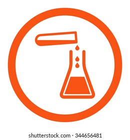 Liquid Transfusion vector icon. Style is flat rounded symbol, orange color, rounded angles, white background.