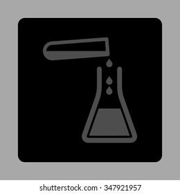 Liquid Transfusion vector icon. Style is flat rounded square button, gray and black colors, silver background.
