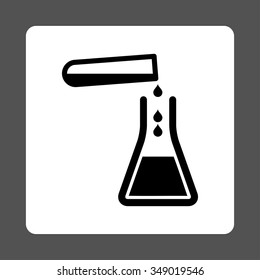 Liquid Transfusion vector icon. Style is flat rounded square button, black and white colors, gray background.