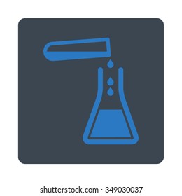 Liquid Transfusion vector icon. Style is flat rounded square button, smooth blue colors, white background.