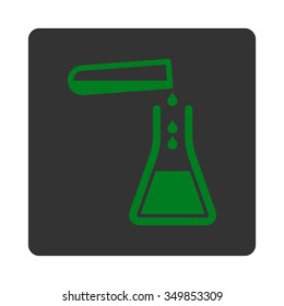 Liquid Transfusion vector icon. Style is flat rounded square button, green and gray colors, white background.