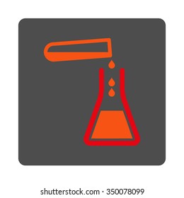 Liquid Transfusion vector icon. Style is flat rounded square silver button with red symbol, white background.