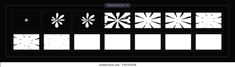 Liquid Transitions Effect. Water Transition Animation Sprite Sheet Of Ready For Video Games, Cartoon Or Animation And Motion Design. White Color Scene Transition. Eps-10 Vector Illustration.