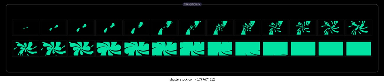 liquid Transitions Effect. liquid wave FX Sprite Sheet for games, cartoon or animation and motion design. Colorful water splash. eps 10 vector illustration.