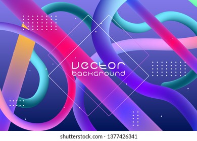 Liquid Trendy background for posters. Neon retro artistic design. Vector 3d multicolored shape. Vibrant gradient color path. Creativity blended fluid curved stream. Visual concept design template.