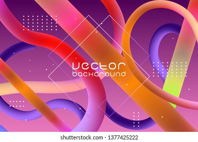 Liquid Trendy background for posters. Vector 3d multicolored shape. Vibrant gradient color path. Futuristic artistic design. Creativity blended fluid curved stream. Visual concept design template. 