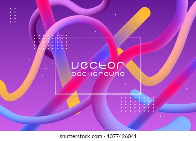 Liquid Trendy background for posters. Vector 3d multicolored shape. Vibrant gradient color path. Neon retro artistic design. Creativity blended fluid curved stream. Visual concept design template. 