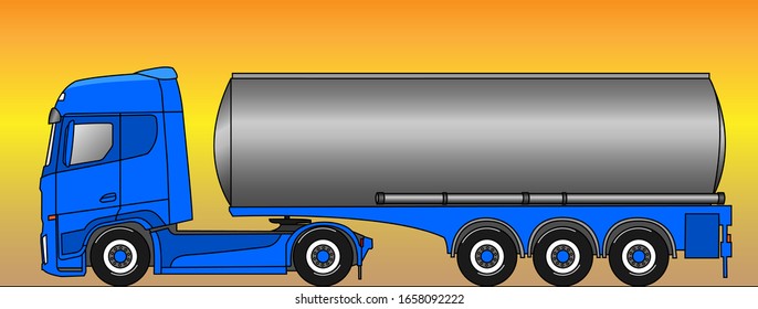 Liquid truck delivery concept. Car flat image. Vector illustration in cartoon style. Transportation.  For children`s book, presentation, print, business.