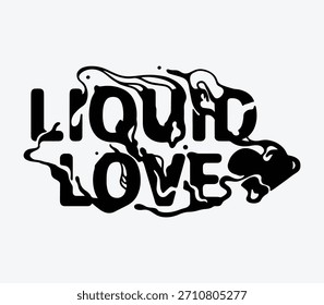 Liquid Typography Design – Abstract Fluid ‘Liquid Love’ Text Illustration