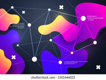 Liquid vector color abstract geometric shapes. Futuristic fluid gradient elements for tech banner. Abstract technology background.