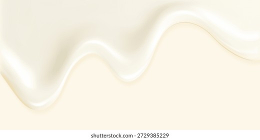 Liquid vector dripping ice cream texture. Glossy sugary flow drip, melting creamy surface.