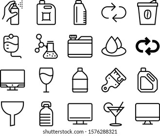 liquid vector icon set such as: beaker, desktop, stroke, engine, paint, hot, celebration, human, beauty, needle, person, disposable, raindrop, home, thin, hand, acrylic, garage, analysis, draw