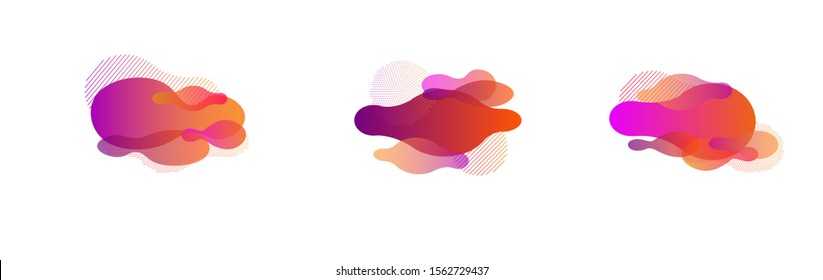 Liquid Vector Shapes Set. Geometric Fluid Frame Minimal Hipster Gradient Overlay, Button Template. Liquid Shapes Layout. Summer Tropical Splashes. Bright Organic Banner. Fluid Wavy Dynamic Background.