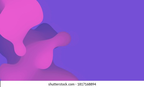 Liquid violet metaball organic structure. The liquid viscous droplets with gradient color on a light background. Fluid abstract futuristic shapes. Vector illustration.