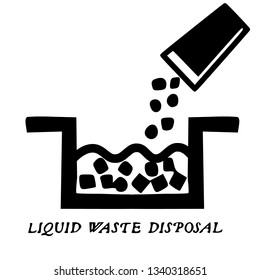 Liquid waste disposal icon,  logo, symbol, sign. Template isolated on white background. 2D simple flat Style graphic design. Black and white color.  Vector EPS10