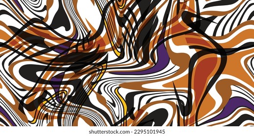 Liquid watercolor texture. Decorative marble pattern. Repeatable background. Abstract flow contemporary art design. Trendy fabric prints. Vector illustration