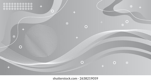 Liquid wave background with grey and white color background. Fluid wavy shapes. Eps10 vector illustration