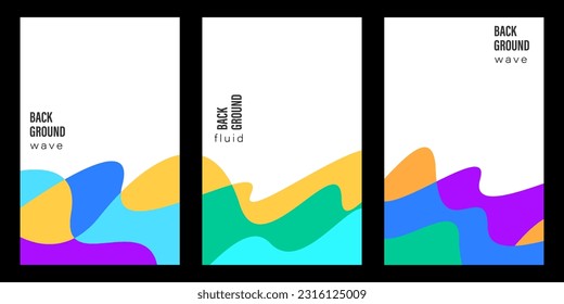 Liquid wave banner poster collection. Set of abstract fluid design poster