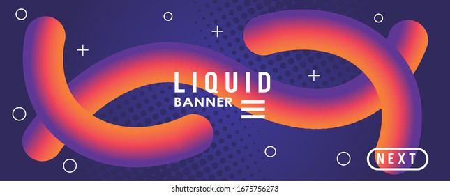 diseño vectorial de banner con degradado de color líquido y ondas