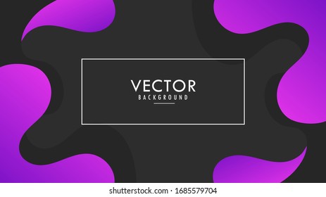 Liquid Wavy Background Template. With Black, Violet, Purple Gradient Color.