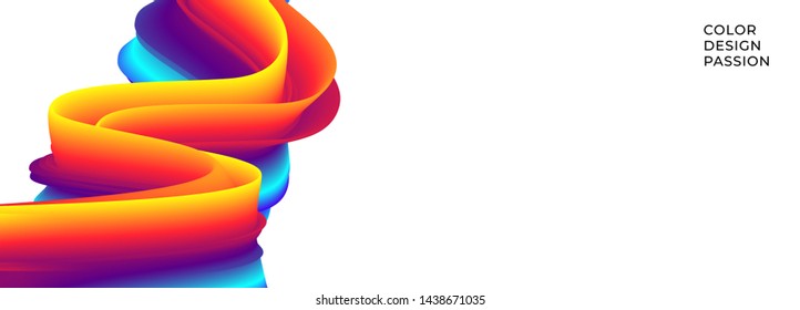 Liquid wavy colorful flow background with rainbow colored fluid lines.