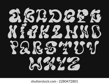 Liquid Y2K font. Trendy slimy alphabet. Stylish letters for your projects, business cards, posters, banners