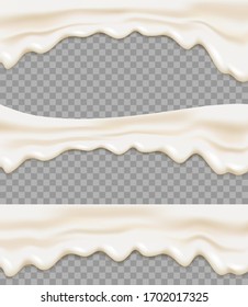 Liquid yogurt or cream flowing on transparent background. Yogurt realistic texture.