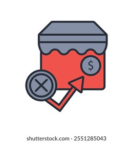 icono de liquidación. Vector. Trazo editable. signo de estilo lineal para uso Diseño web, logotipo. Ilustración de símbolo.