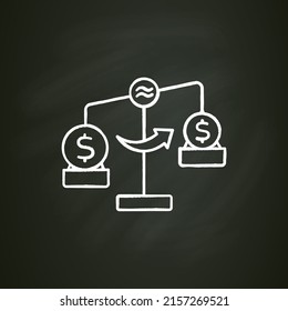 Liquidity chalk icon. Minimum number of producers and consumers on marketplace.Buyers and sellers can find counterparts in store. Marketplace concept. Isolated vector illustration. Editable stroke