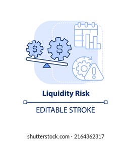 Liquidity Risk Light Blue Concept Icon. Risk Category Abstract Idea Thin Line Illustration. Poor Financial Condition. Isolated Outline Drawing. Editable Stroke. Arial, Myriad Pro-Bold Fonts Used