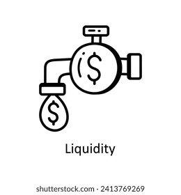 Liquidity vector  outline doodle Design illustration. Symbol on White background EPS 10 File