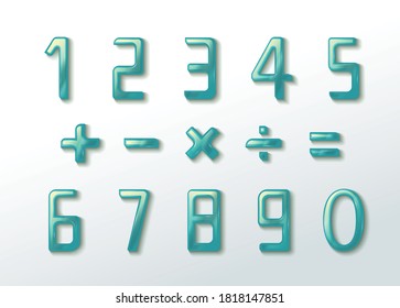 Liquified and Glassy Number and Symbol Make Peaceful Feeling Vector Graphic Illustration EPS 10