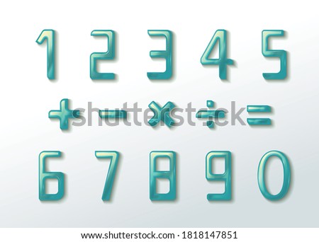 Liquified and Glassy Number and Symbol Make Peaceful Feeling Vector Graphic Illustration EPS 10 Foto stock © 