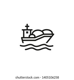 Liquified Natural Gas Tanker Line Icon. Ship, Freight, Cargo. Vessel Concept. Can Be Used For Topics Like Trade, Industry, Port