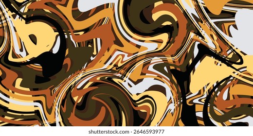 Liquify Abstract Pattern With Brown, White And Grey Graphics Color Art Form. Digital Background With Liquifying Flow