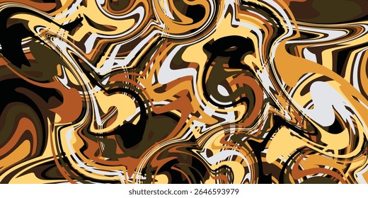 Liquify Abstract Pattern With Brown, White And Grey Graphics Color Art Form. Digital Background With Liquifying Flow