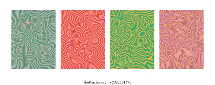 Liquify effect abstract background. Modern hypnotic wavy lines. Marble acrylic texture. Hippie groovy swirls, spirals. Banner, poster, placard template.