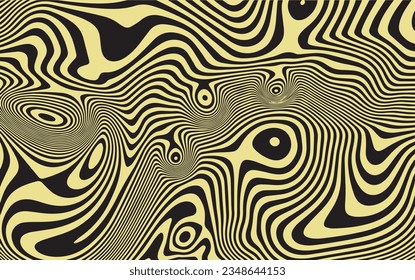 Borde de líneas de líquido, fondo horizontal abstracto con ondas coloridas. Vector retro de moda