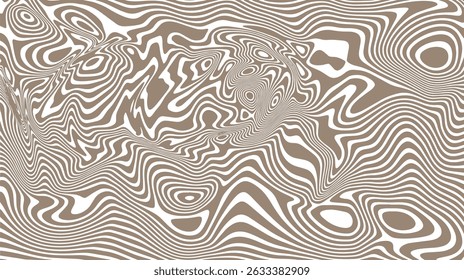 Liquify Lines Effect. Abstract wavy or brown lines pattern with bright wavy texture on white background and texture. Vecttor.